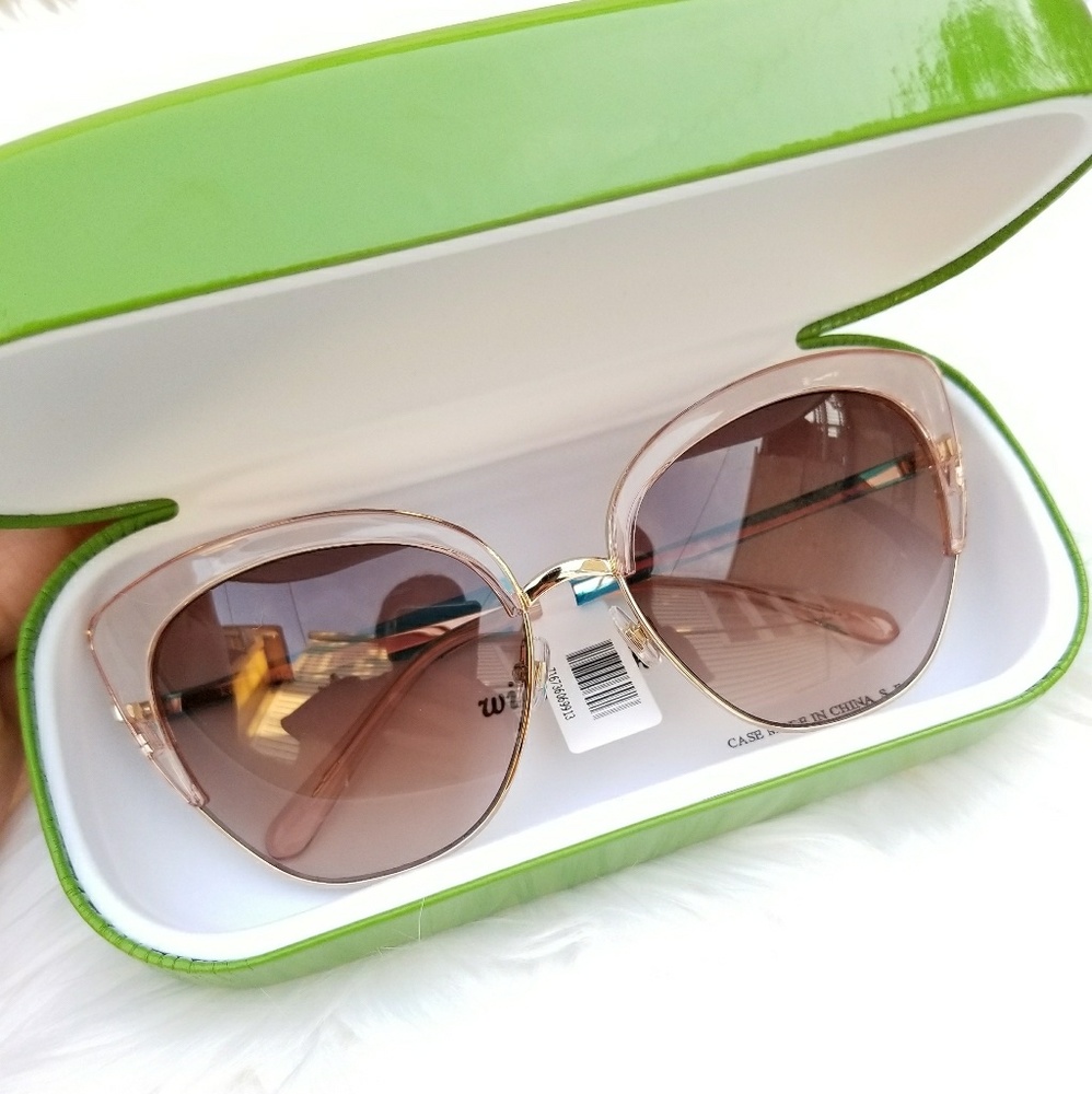 😎 Kate Spade Abinaya Cat Eye Pink Gold Sunglasses
